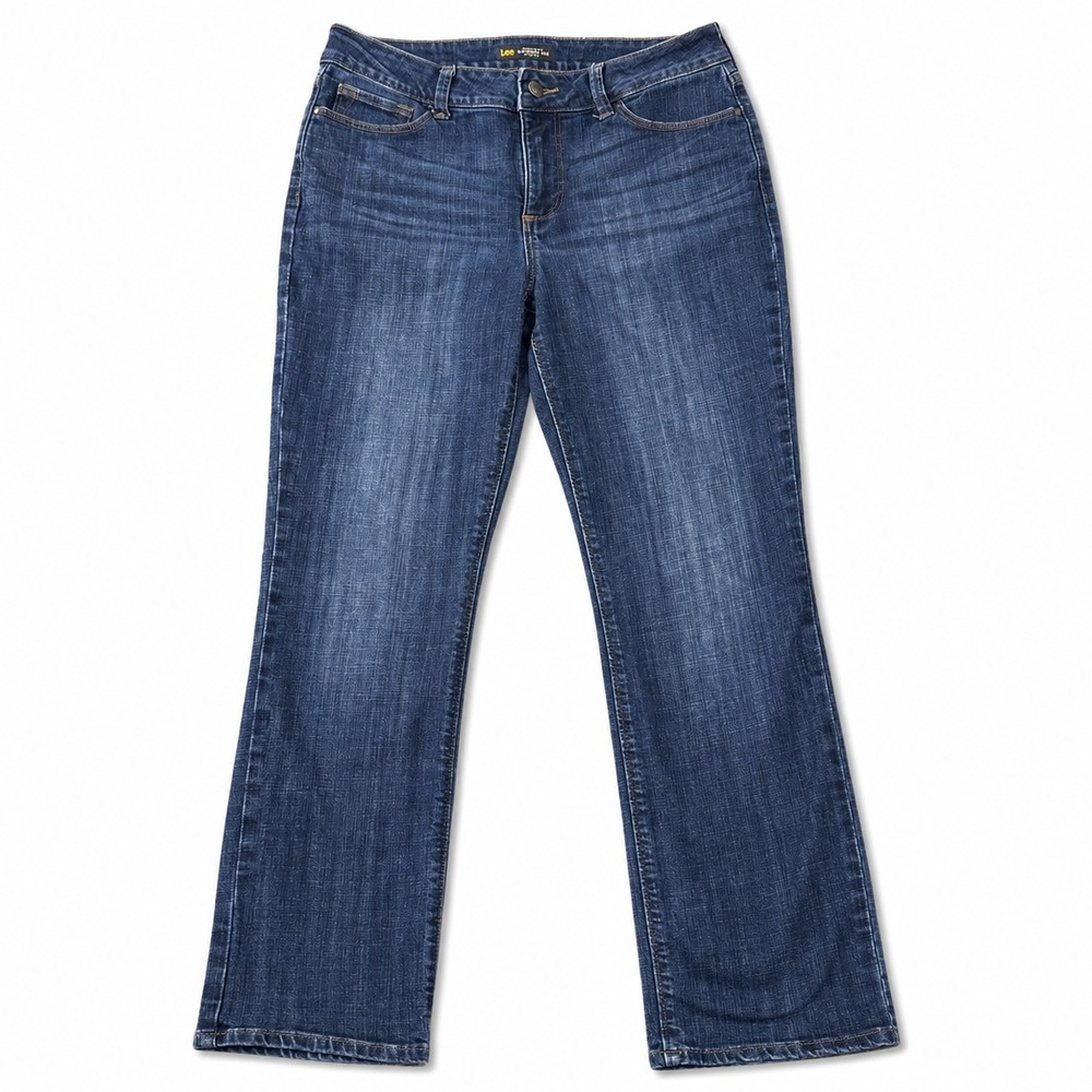 Lee Regular Fit Straight Leg Jeans Women 10M Mid Rise Dark Wash Secretly Shapes